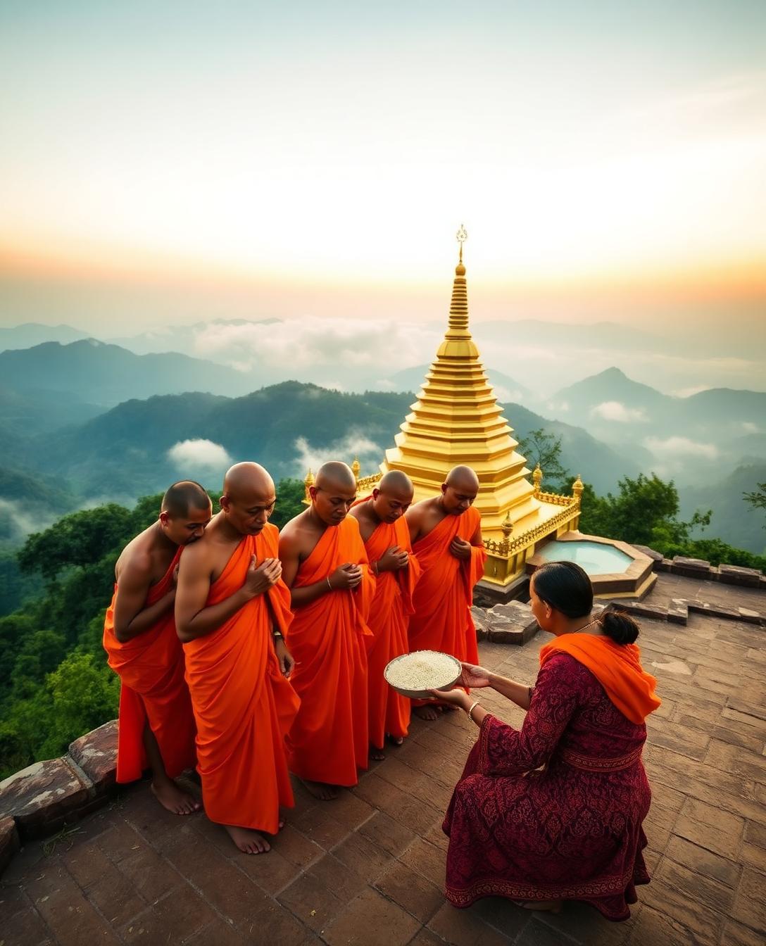 Alms at the Thousand-Year Chedi