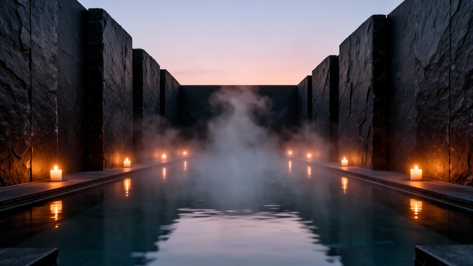 Thermal pool at twilight